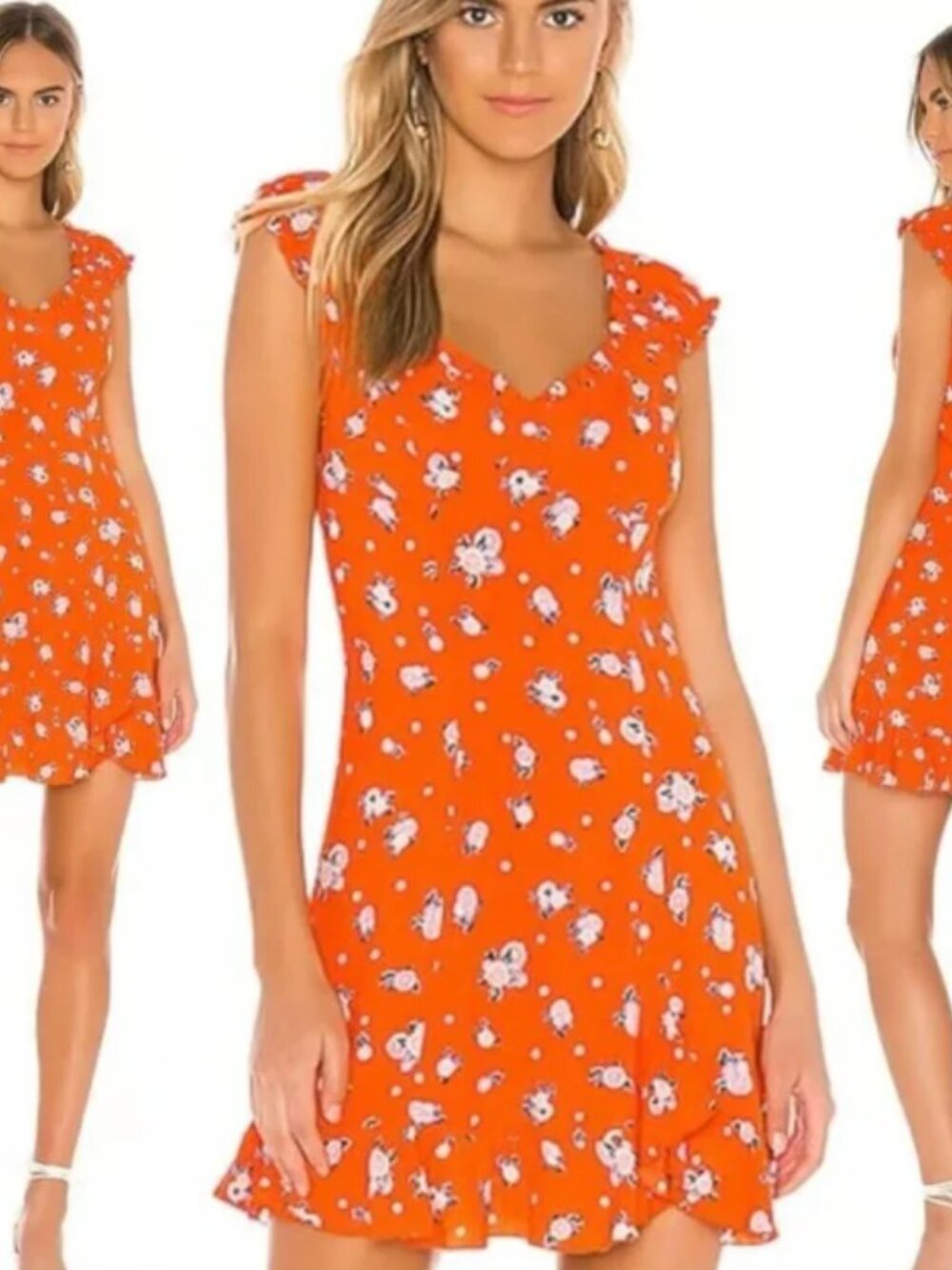 free people like a lady printed mini dress by People, Orange, S category:sweater dress